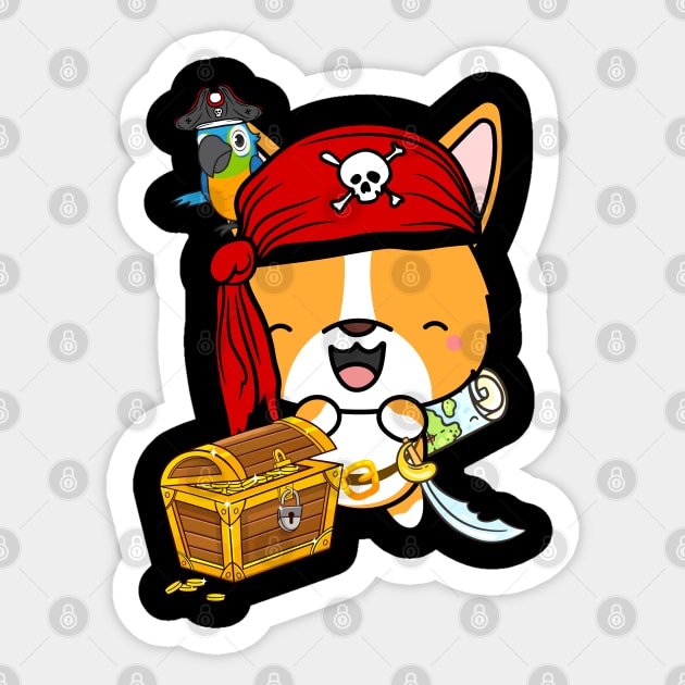 Funny corgi is a pirate Sticker by Pet Station